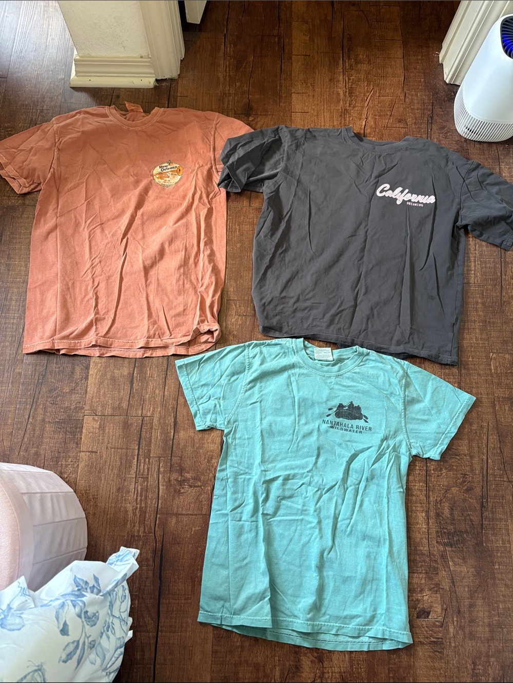 BUNDLE! 3 t-shirts: orange is size medium, black and blue are size small